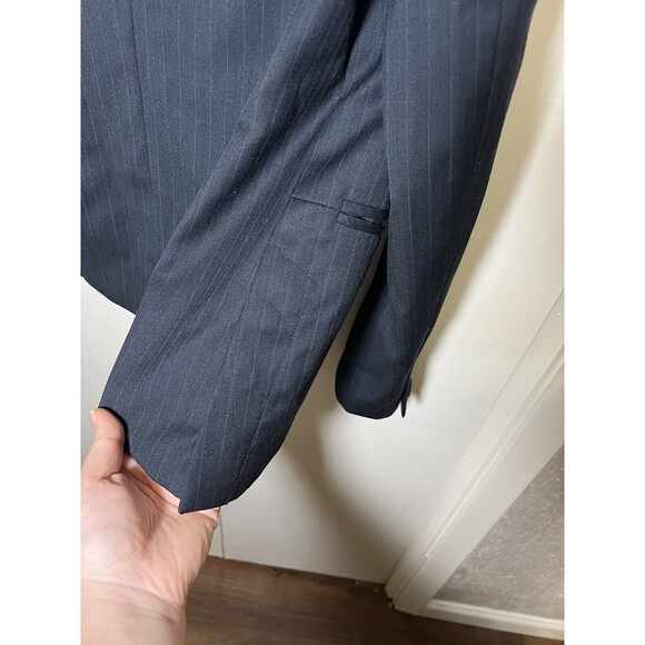 Ann Taylor Womens Blazer Size 6p Petite Dark Blue %80 Wool Single Button Jacket - Picture 12 of 12